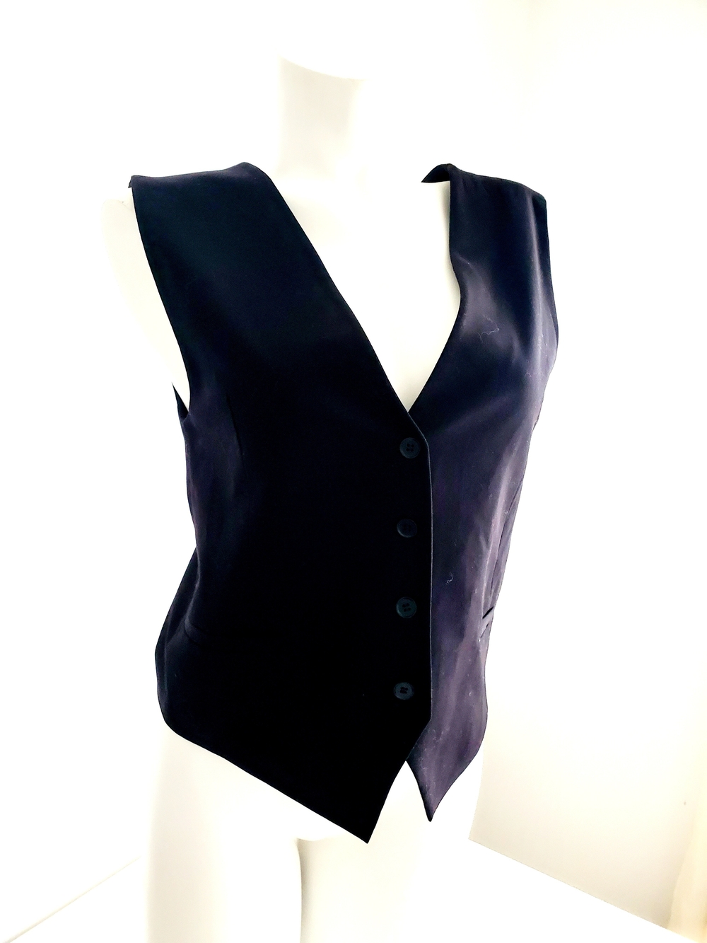 Zara Black Deep V-Neck Buttoned Vest